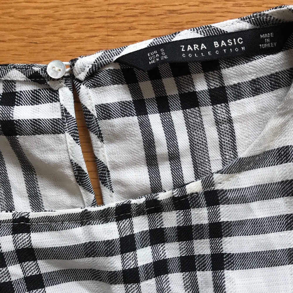 Zara Basic Collection Checked Linen Shirt - image 3
